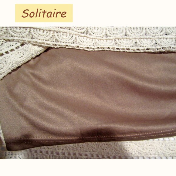 Solitaire NEW Boho Medallion-Stripe Allover Crochet Half Sleeve Shift Dress S - Picture 10 of 12